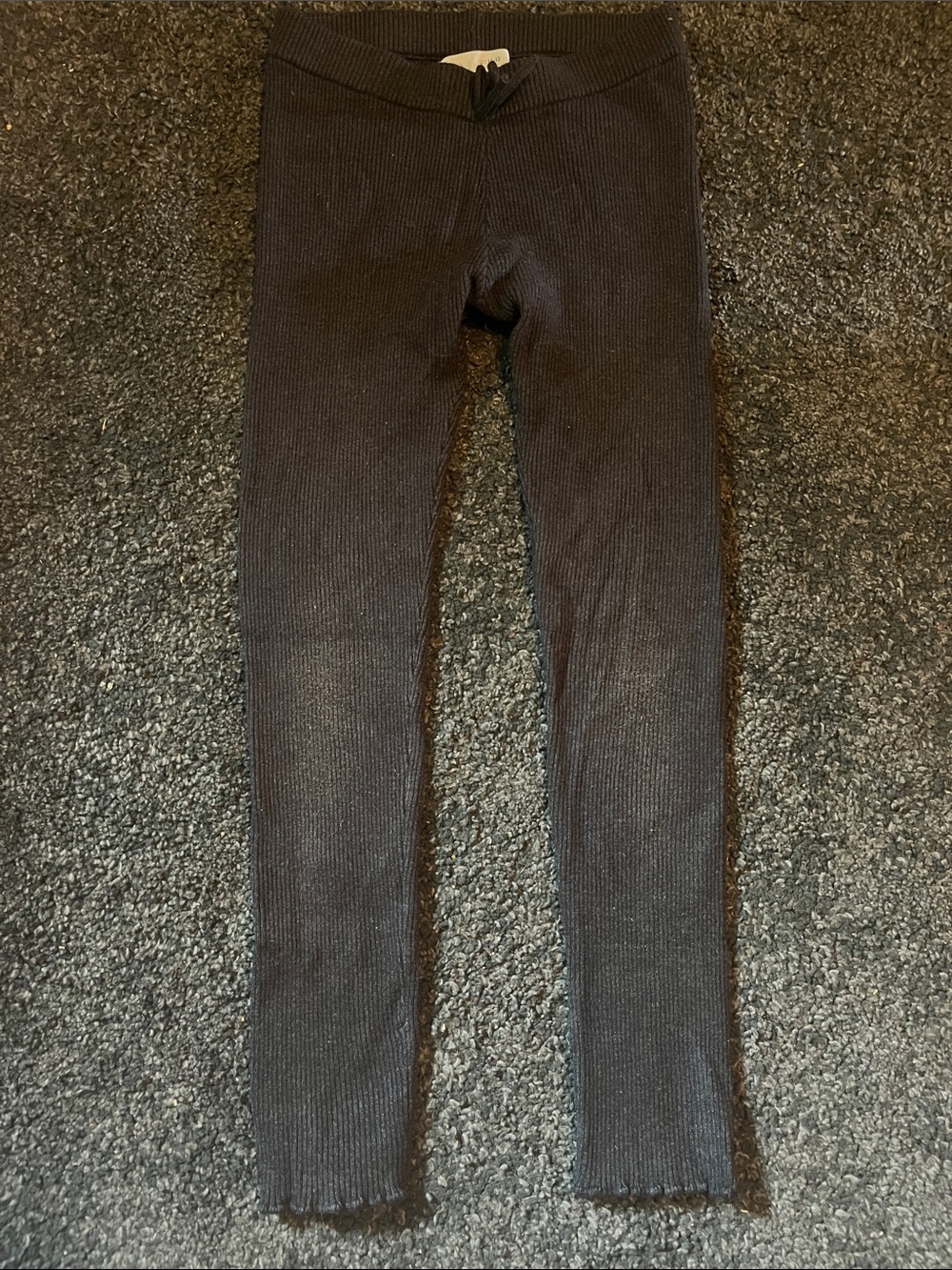 Zara Kids Black Ribbed Knit Leggings with Bow